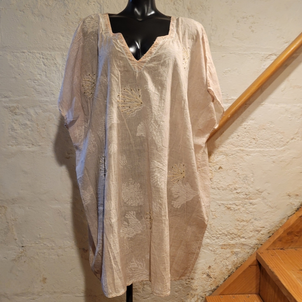 Sand & Spirit 100 % Cotton Embroidered Beach Coverup Women's L